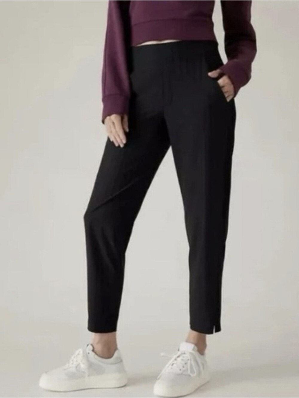 VGUC Athleta Brooklyn Mid Rise Ankle Pants in Gloss Stripe 8 PETITE